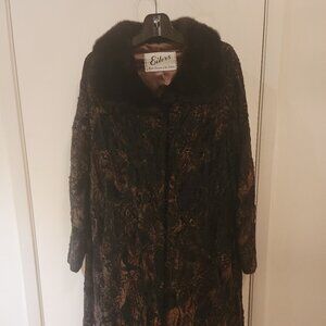 VINTAGE RARE BLACK & BROWN PERSIAN LAMB COAT EILERS MASTER FURRIERS OF DAKOTAS
